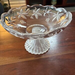 Vintage Mikasa Garden Terrace Clear & Satin Glass Footed Compote 8.5” Candy Dish